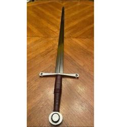 custom handmade cross sword leather handle d2 tool steel viking sword hunter replica sword double edged sword gift for
