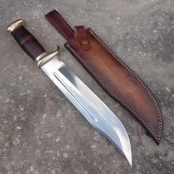 crocodile dundee bowie knife leather handle custom handmade bowie survival outdoor hunting knife gift for him special