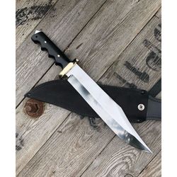 mirror polished fixed blade bowie knife custom handmade bowie knife survival d2 steel hunting bowie knife gift for him