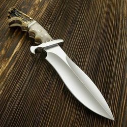 stag crown bowie knife fixed blade handmade bowie knife survival outdoor camping knife gift for him special hunting