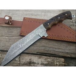 ram horn hunting bowie knife damascus steel handmade survival bowie camping knife special hunting knife gift for him