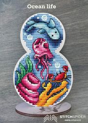 ocean life counted cross stitch pattern pdf, cssaga, cross stitch summer, cross stitch ocean, cross stitch sea animal