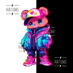 neon bear png for shirts designs, hip hop png, sublimation prints, png for tumblers, urban png design for sublimate