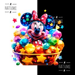 colorful minnie mouse png for kids shirts, cartoon sublimation designs prints, minnie mouse clipart, png for tumblers