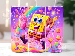 spongebob tumbler wrap png, spongebob colorful tumbler wraps sublimation design png, 20oz skinny straight & tapered