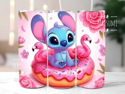 stitch and donut tumbler wrap png, colorful stitch tumbler wraps sublimation design png, 20oz skinny straight & tapered