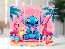 tropical stitch tumbler wrap png, colorful stitch tumbler wraps sublimation design png, 20oz skinny straight & tapered