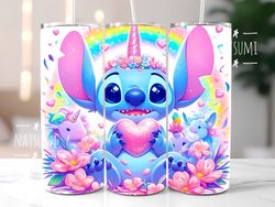 stitch unicorn tumbler wrap png, stitch colorful tumbler wraps sublimation design png, 20oz skinny straight & tapered