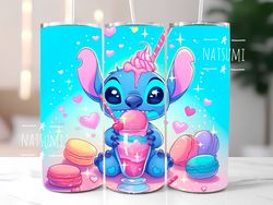 stitch and sweets tumbler wrap png, colorful stitch tumbler wraps sublimation design png, 20oz skinny straight & tapered