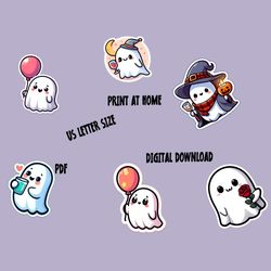 cute set ghost, ghost sticker, cute sticker, book sticker, kawaii ghost, shy ghost, laughing ghost