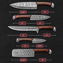 hand forged damascus steel chef's knife set of 5 bbq knife kitchen knives with hand stiched leather cover roll