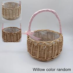 woven flower basket - rattan storage basket - flower girl hand basket - handmade flower basket for home wedding decor