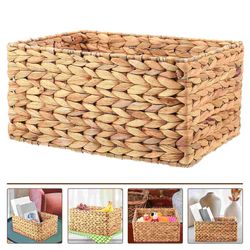 storage basket - wicker woven bins organizer - toilet paper for shelves - grass rectangular shelf decorative - child hya