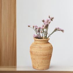 rattan vase - wicker vases - flower arrangement flower pot ornament - arts & fashions tablet centerpiece - flowerpot bas