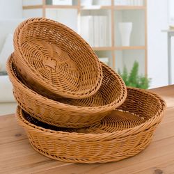 20/25/30cm round imitation rattan fruit basket - sundry storage basket - hand-woven storage box - home kitchen storage s