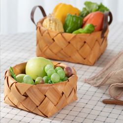 kitchen nesting storage basket - bamboo bread basket - fruit vegetables egg storage basketry - snacks container - picnic