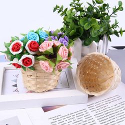 new handmade bamboo garden flower pot - wicker basket straw patchwork - wicker rattan seagrass storage organizer - nurse