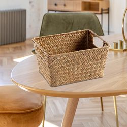 handwoven basket - handmade fruit storage box - cosmetic container - wicker storage basket for countertop farmhouse shel