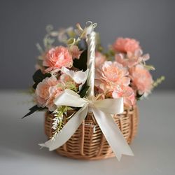 woven flower basket - rattan storage basket - flower girl hand basket - handmade flower basket for home wedding decor.