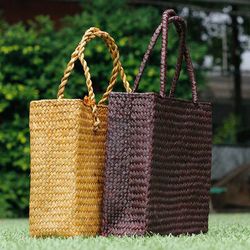 fashion straw summer women beach handbags - female flap handbags - designer lady retro rattan handmade tote bag