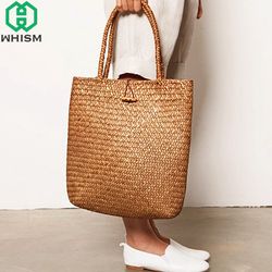 whism handmade rattan storage basket - luxury square fashion bags - straw woven women's shoulder bag