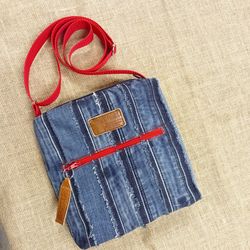 cute small blue denim bag -shoulder or crossbody bag from recycled jeans