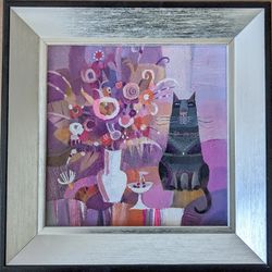 painting with a kitten / picture in frame