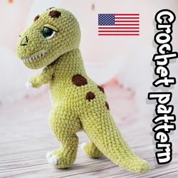t-rex crochet pattern, crochet amigurumi tyrannosaurus, stuffed dinosaur, crochet plush, english pdf, diy tutorial