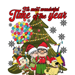 up movie it's the most wonderful time of the years house balloon christmas tree t-shirt, up movie christmas tshirt