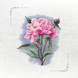 peony grand flower cross stitch pattern - diy floral wall art design