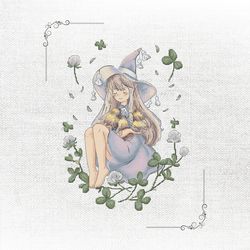 enchanting cross stitch design: young irish witch & bumblebees