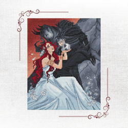 gothic fantasy cross stitch pattern: hades and persephone mystical encounter