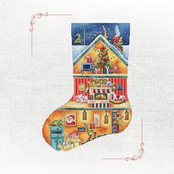 christmas stocking cross stitch pattern: new year design for a festive gift