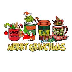 merry grinchmas coffee png, christmas coffee png, coffee png, christmas logo png, instandownload