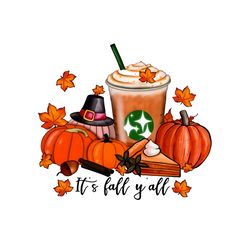 it's fall y'all thanksgiving coffee png, thanksgiving coffee png, coffee png, christmas logo png, instandownload