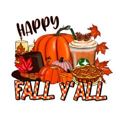 happy fall y'all thanksgiving coffee png, thanksgiving pumpkin png, coffee png, christmas logo png, instandownload