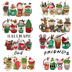 8 christmas coffee hallmark bundle png, christmas coffee png, coffee png, christmas logo png, instandownload