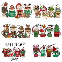 6 christmas coffee hallmark bundle png, christmas coffee png, coffee png, christmas logo png, instandownload