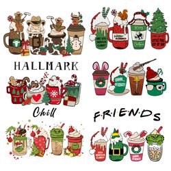 6 christmas coffee bundle png, christmas coffee png, coffee png, coffee cups, christmas logo png, instandownload
