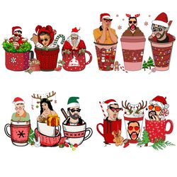 4 bad bunny christmas coffee bundle png, bad bunny coffee png, coffee png, christmas logo png, instandownload