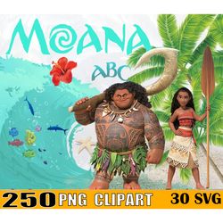 250 moana png, moana clipart, moana png bundle, moana silhouette png, moana quotes file, digital download