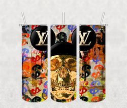 mickey louis vuitton tumbler 20oz skinny png, lv tumbler png, 20oz skinny tumbler, fashion brand png, instant download