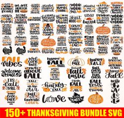 150 thanksgiving svg bundle, fall svg, thankful svg, autumn svg, pumpkin svg, turkey svg, instant download