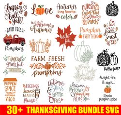 30 thanksgiving svg bundle, fall svg, thankful svg, autumn svg, pumpkin svg, turkey svg, instant download