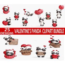 20 panda clipart, panda valentine png, panda png, love clipart, love panda clipart, valentine's day, digital download