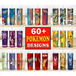 60 cartoon skinny tumbler png, straight tapered template sublimation design,cartoon png, pokemon png, digital download