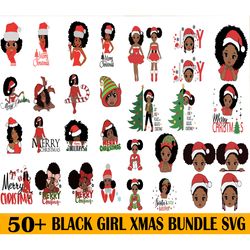 50 black girl christmas bundle svg, santa christmas svg, christmas vibes svg, christmas sayings svg, digital download