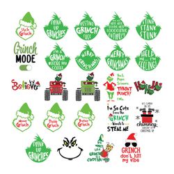 grinch face xmas bundle svg, grinch christmas svg, christmas svg, farmhouse christmas svg, xmas svg, digital download