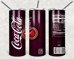 cherry coke can tumbler png, drink tumbler design, straight design 20oz/ 30oz skinny tumbler, png file download