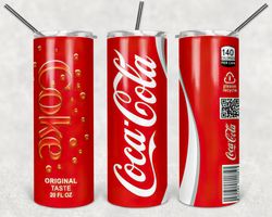 coke coca cola tumbler png, drink tumbler design, straight design 20oz/ 30oz skinny tumbler, png file download